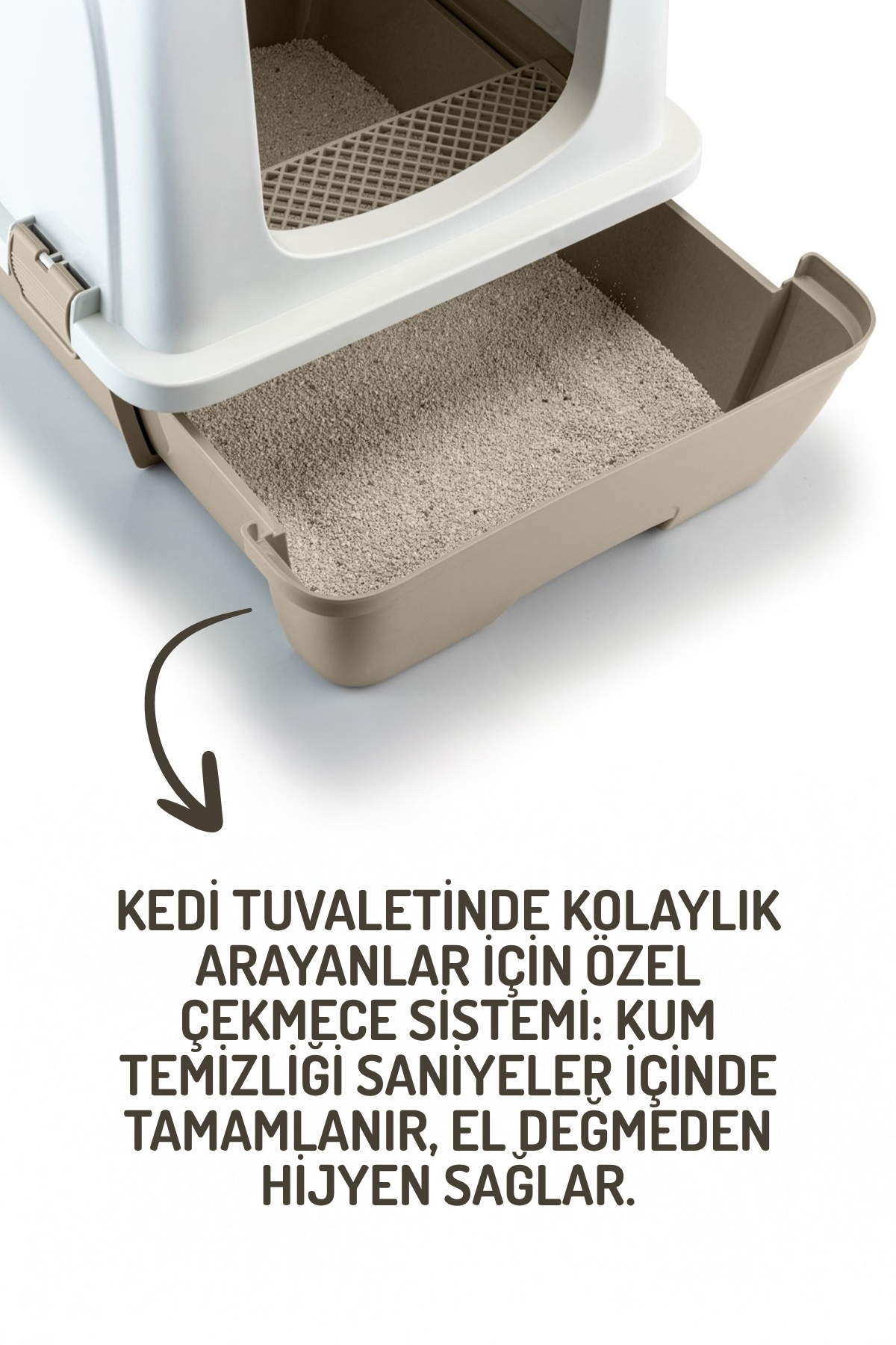 Nandy Kids Büyük Boy Çekmeceli Kedi Tuvaleti – Kapalı, Kolay Temizlik, Koku Önleyici Filtreli - Görsel 3