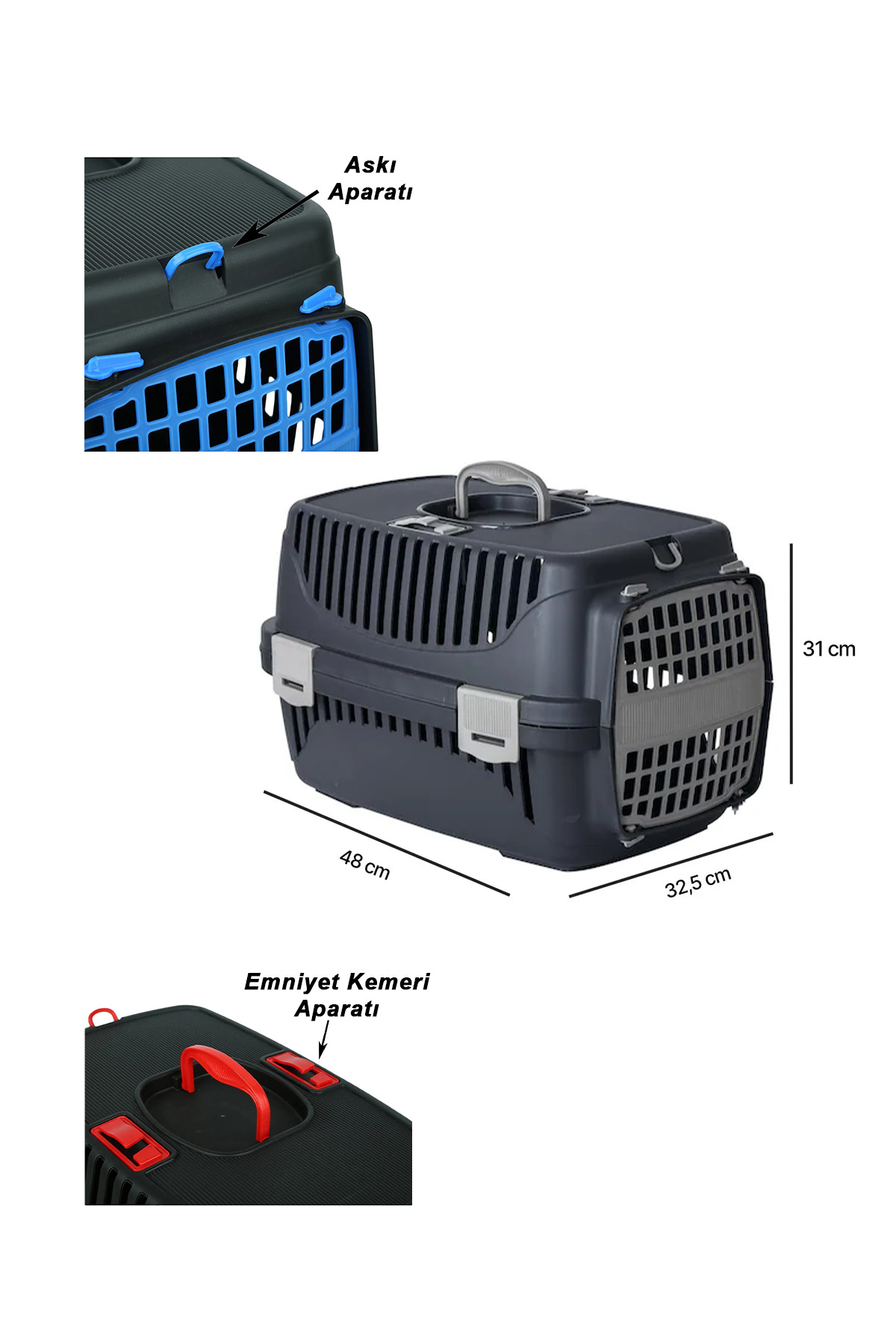 Pribor Kedi Başlangıç Seti Kapalı Tuvaletli Lüx 20 Parça Siyah-gri - Görsel 3