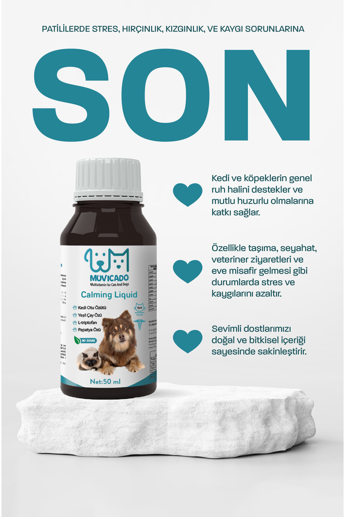 muvicado Kediler Için Sakinleştirici Damla Malt Kedi Köpek Sakinleştirici Damla Sprey Malt Anti Stres - Görsel 2