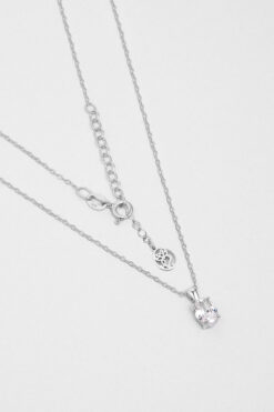 So CHIC... Oval Kesim 18 Ayar Beyaz Altın Kaplama 45 Cm Gümüş Kolye