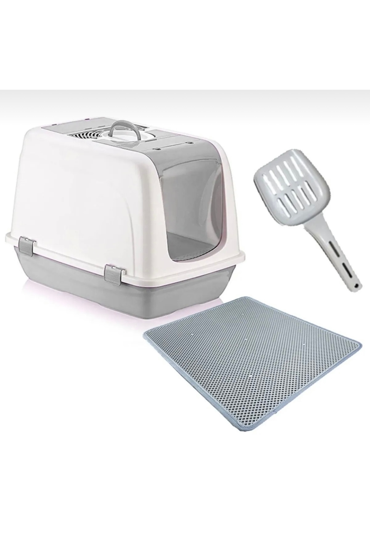 abnturk Kedi Tuvaleti XXL Kapalı Büyük boy (52*66*46)Cm Elekli Paspas Hediyeli