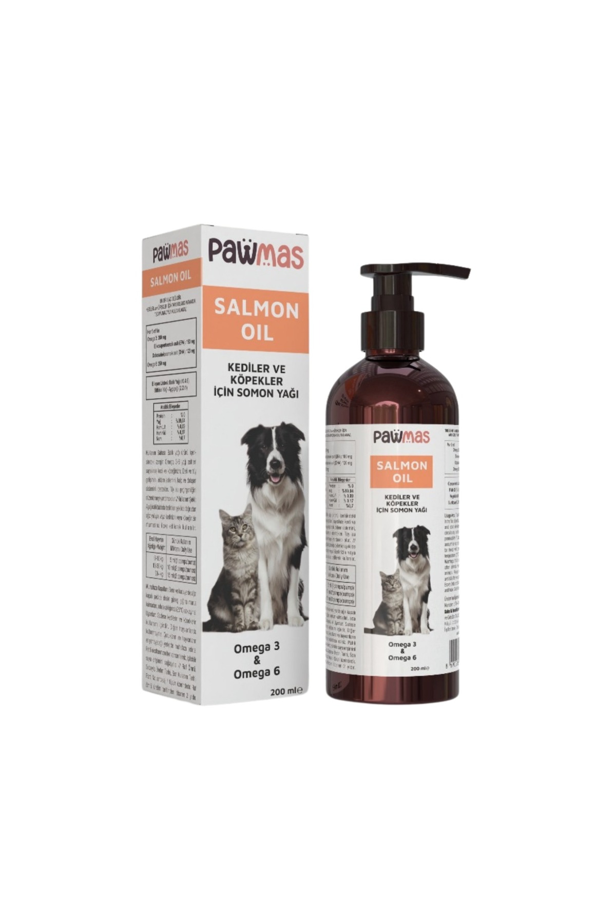 Pawmas Salmon Oil 200 Ml – Omega 3 & Omega 6 (Kediler ve Köpekler İçin Somon Yağı)