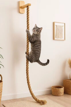 Alyones Tribe Duvara Monte Kedi Tırmanma Ağı & Tırmalama Direği – Merdivenli Platformlu