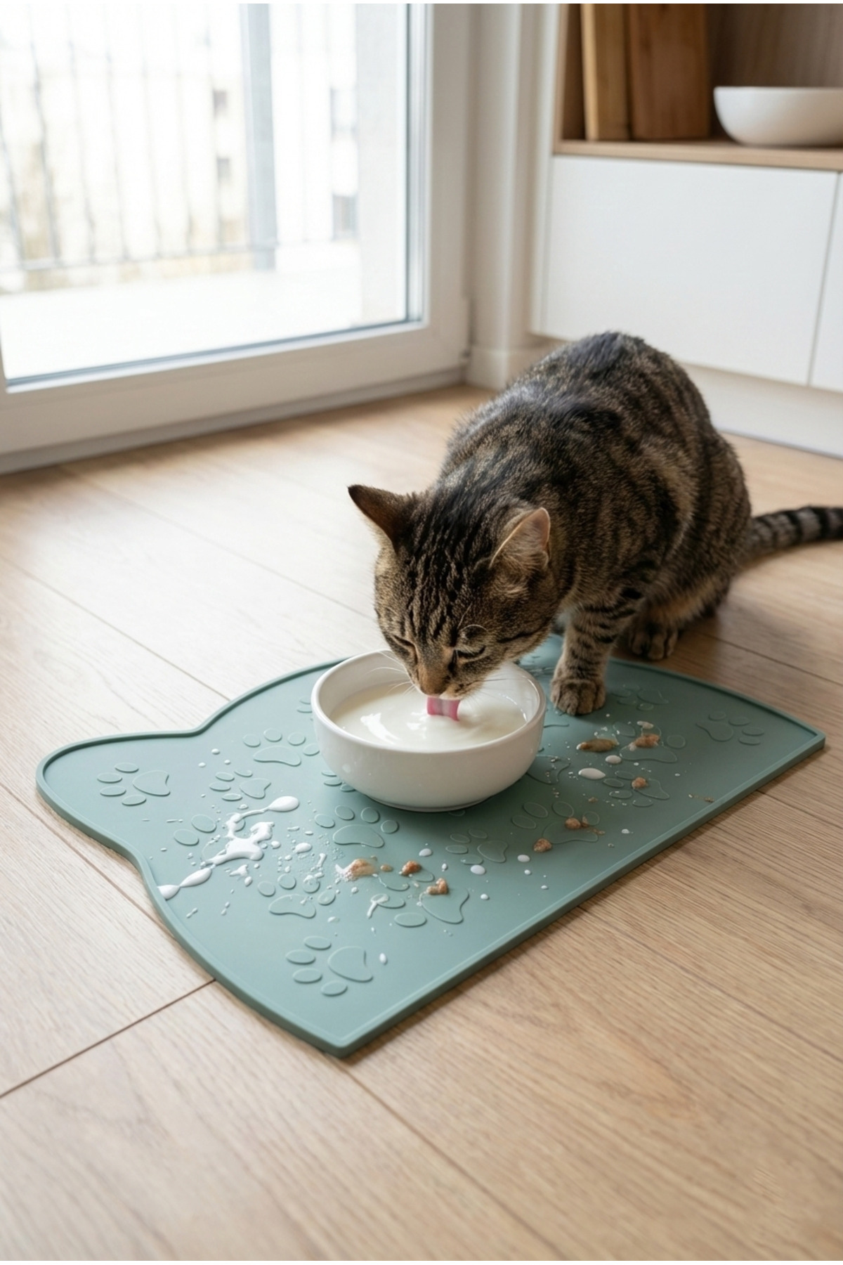 Siliconly %100 Silikon Kokusuz Plastik ve Pvc İçermez Kedi Beslenme Paspası Kedi Mama Matı - Görsel 3