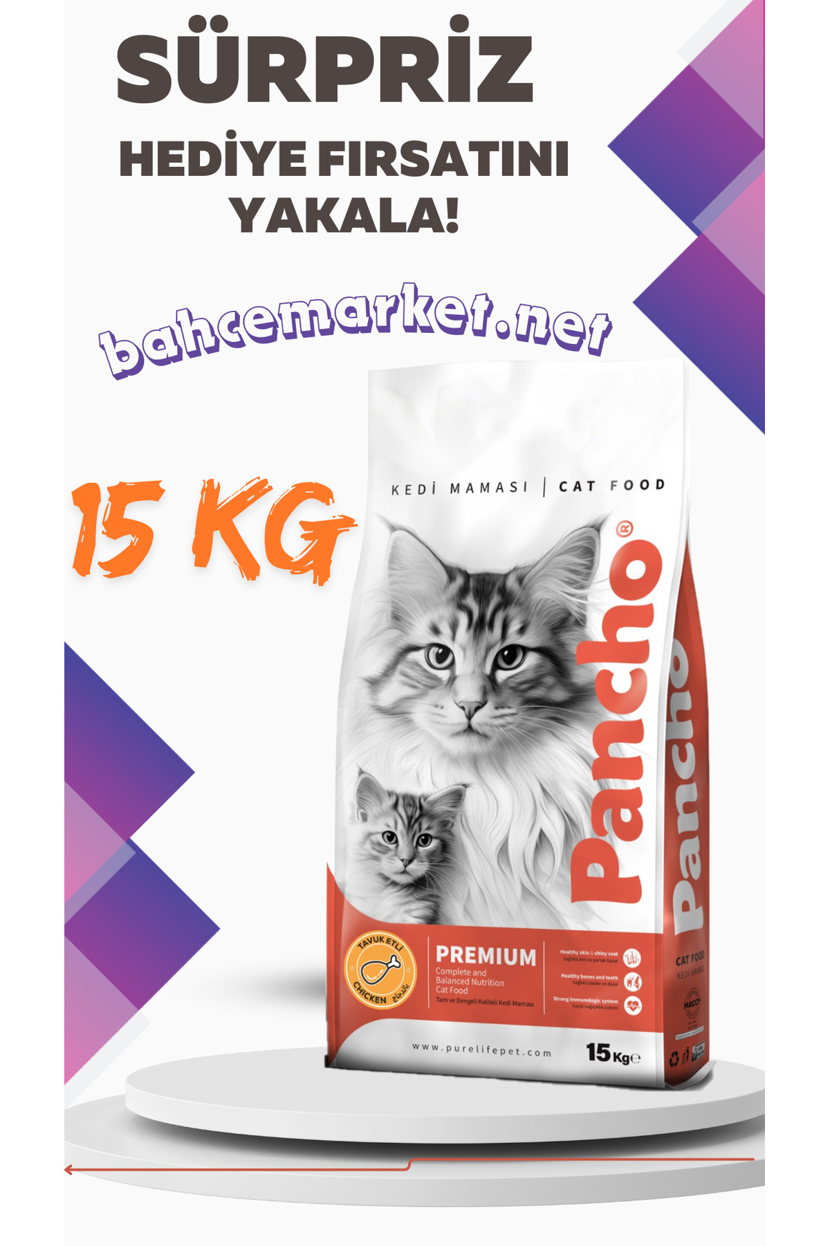 PANCHO Tavuklu Yetişkin Kedi Maması 15 KG