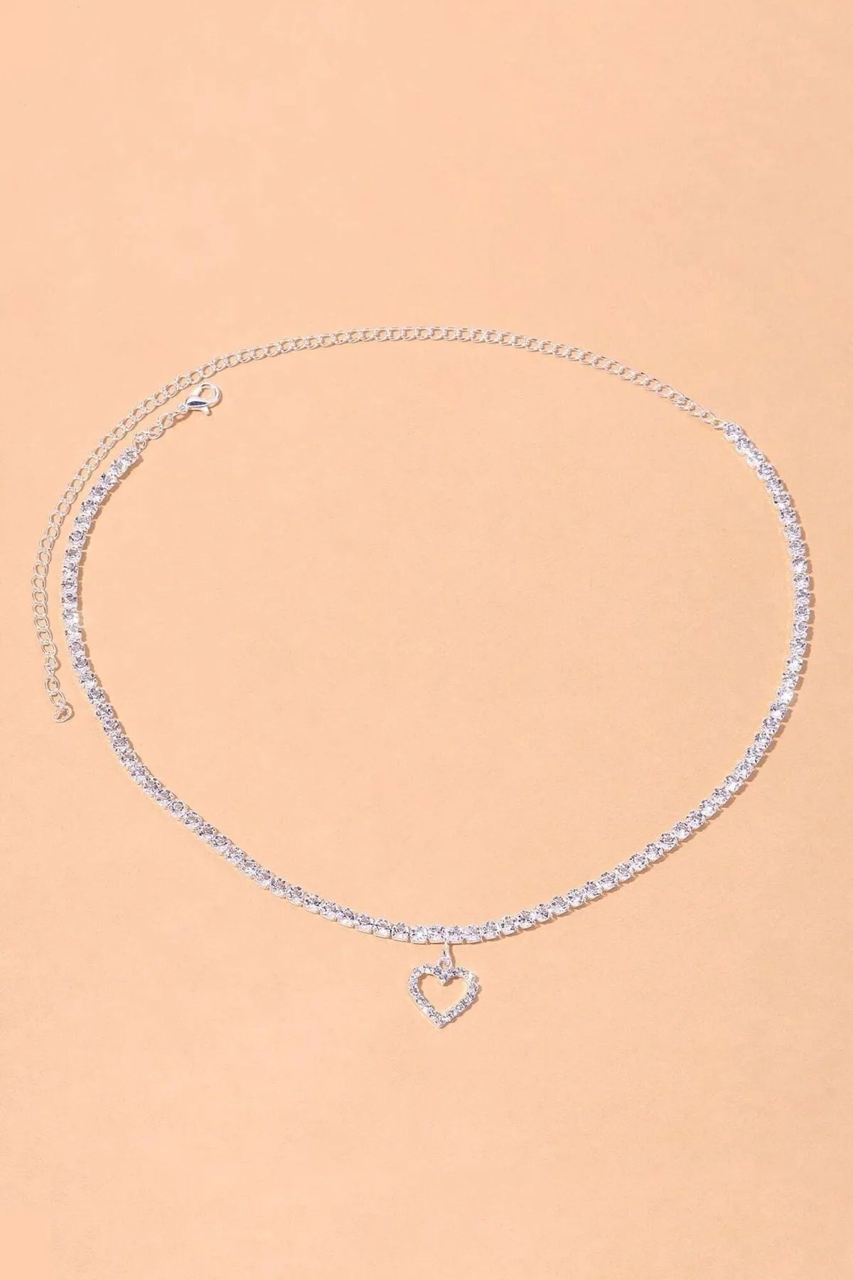 monalisatoka Kadın Zirkon Taşlı Su Yolu Rhinestone Kalp Kolye - Görsel 2