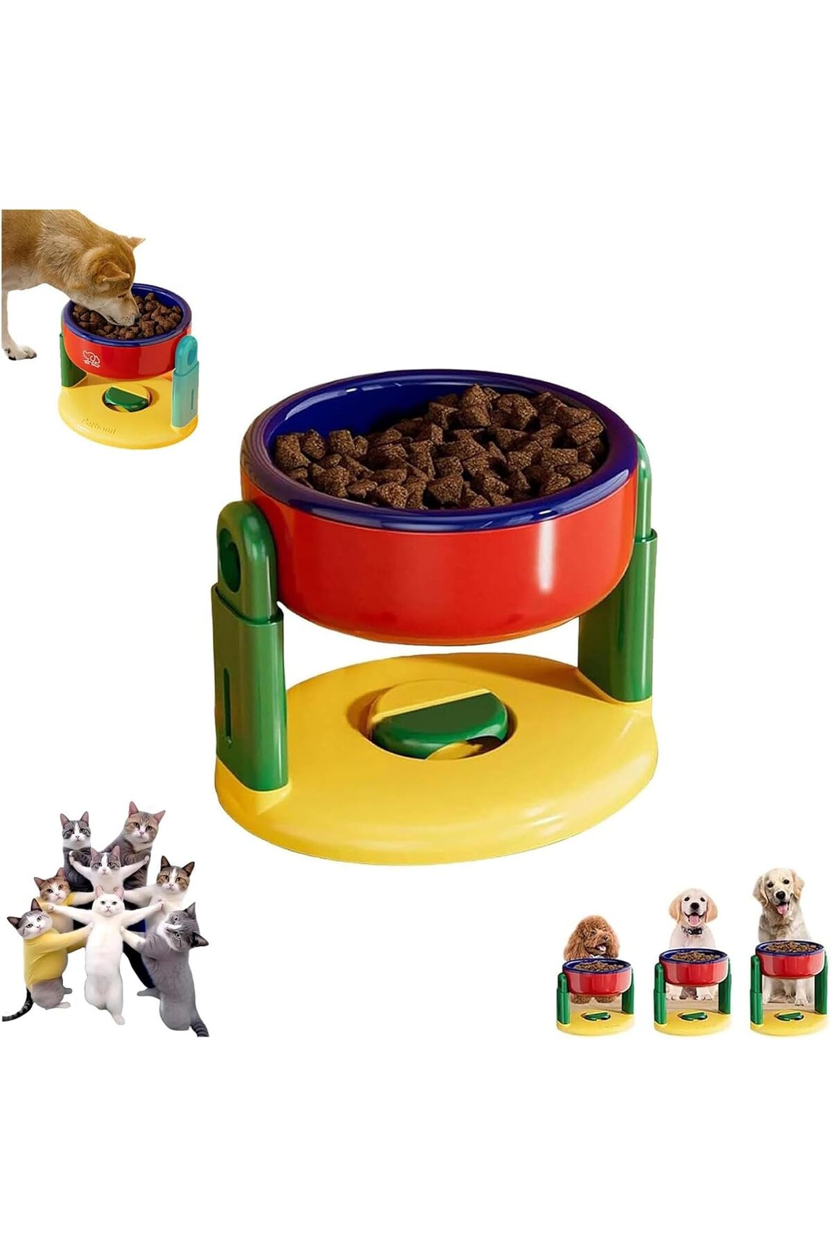 pet bowl Yüksekliği Ayarlanabilir, Vantuzlu, Kedi-Köpek Mama Kabı - Görsel 3