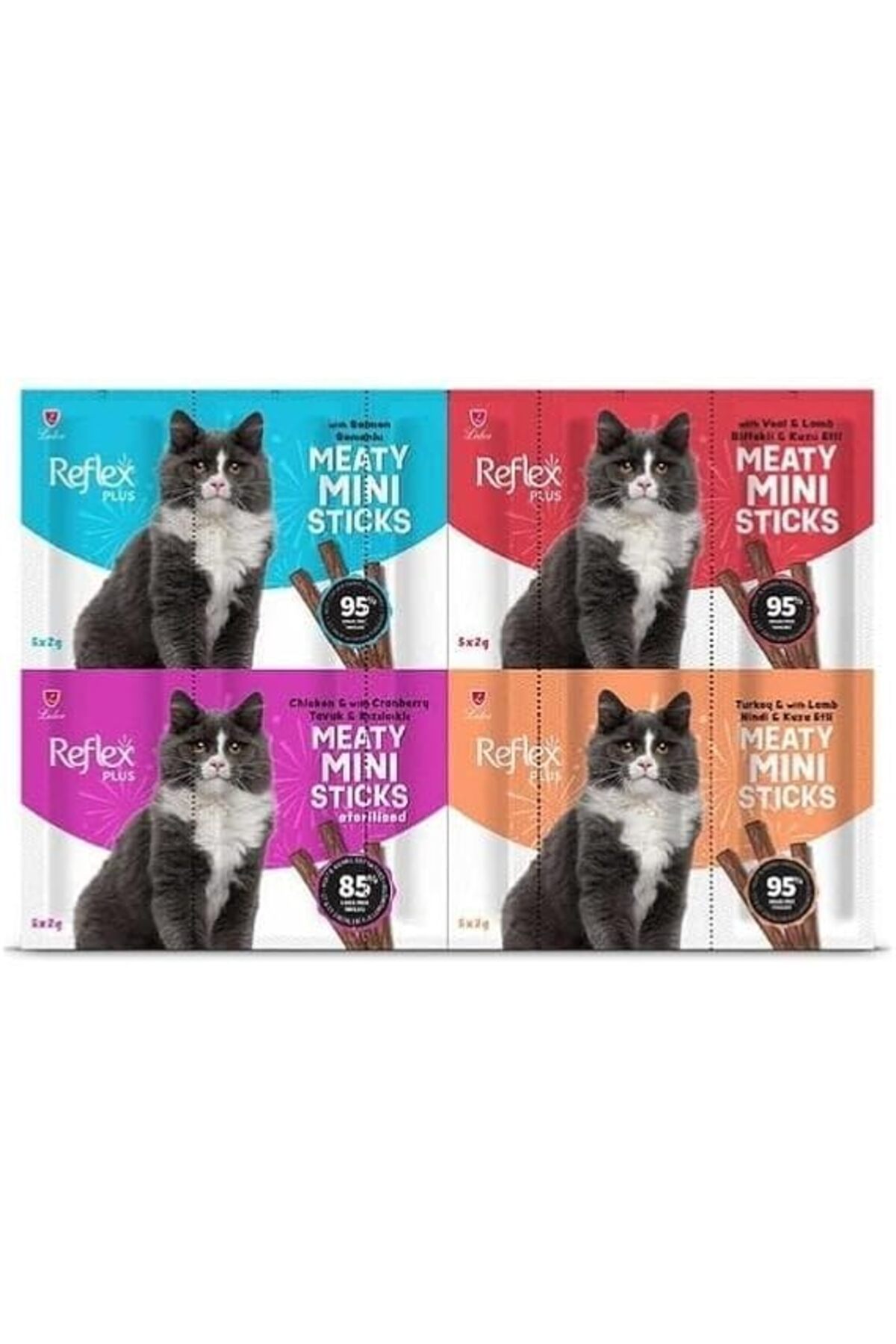 Reflex Plus Meaty Mini Sticks Kedi Ödül Maması 5 Adet x 2 gr x 4 Çeşit