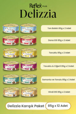 Reflex Plus Delizzia / Sos İçinde Parça Etli Karışık Yetişkin Kedi Maması 85g x 12 Adet