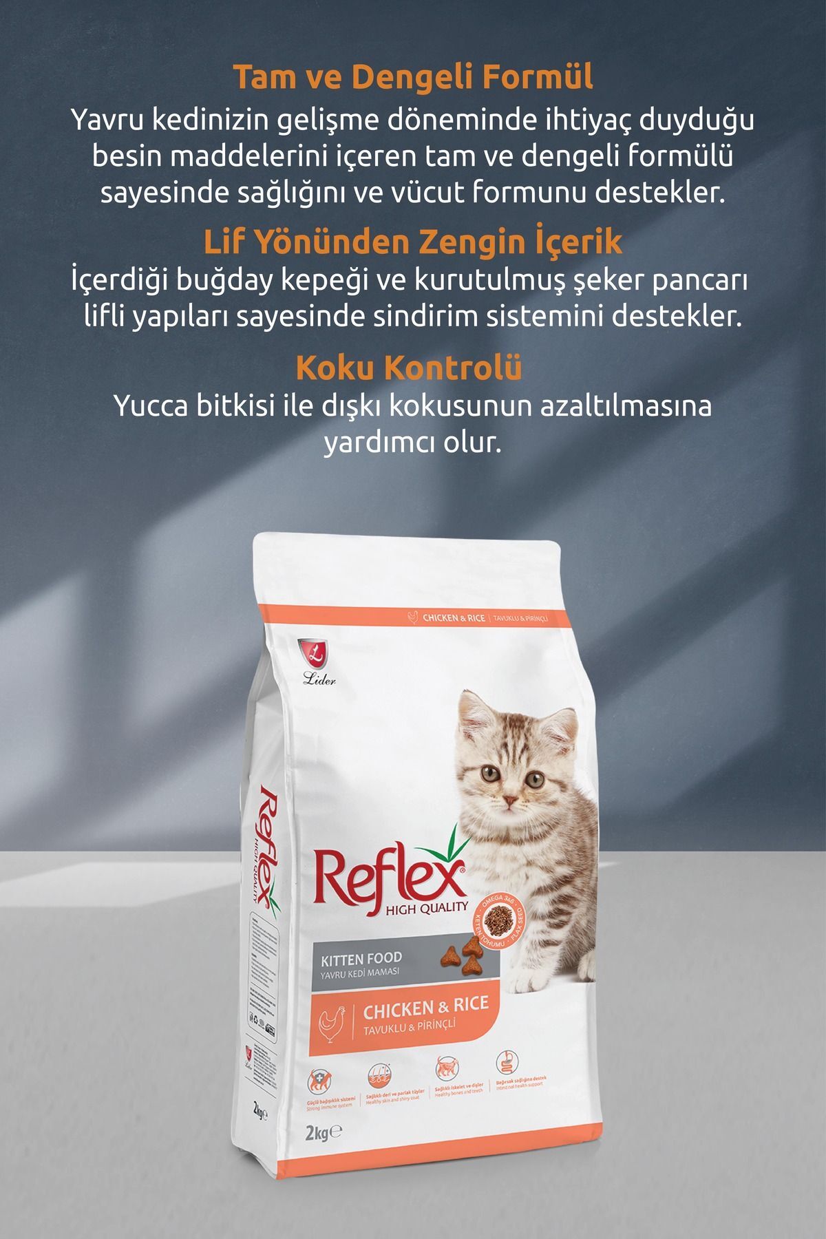 Reflex YAVRU KEDİ KİTTEN TAVUKLU PİRİNÇLİ 15 KG 1 ADET - Görsel 3