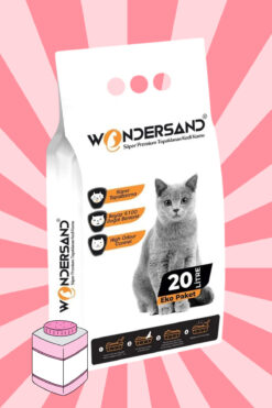 wondersand 20 Litre %100 Beyaz Bentonit Ince Tane Bebek Pudra Kokulu Topaklanan Premium Kedi Kumu
