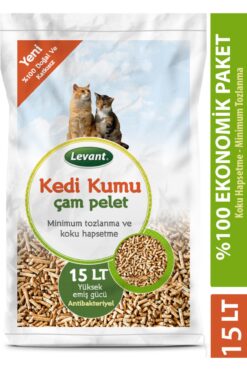 LEVANT Kedi Kumu Çam Pelet Ekonomik Paket %100 Organik Ağaç Kokulu 15 Lt