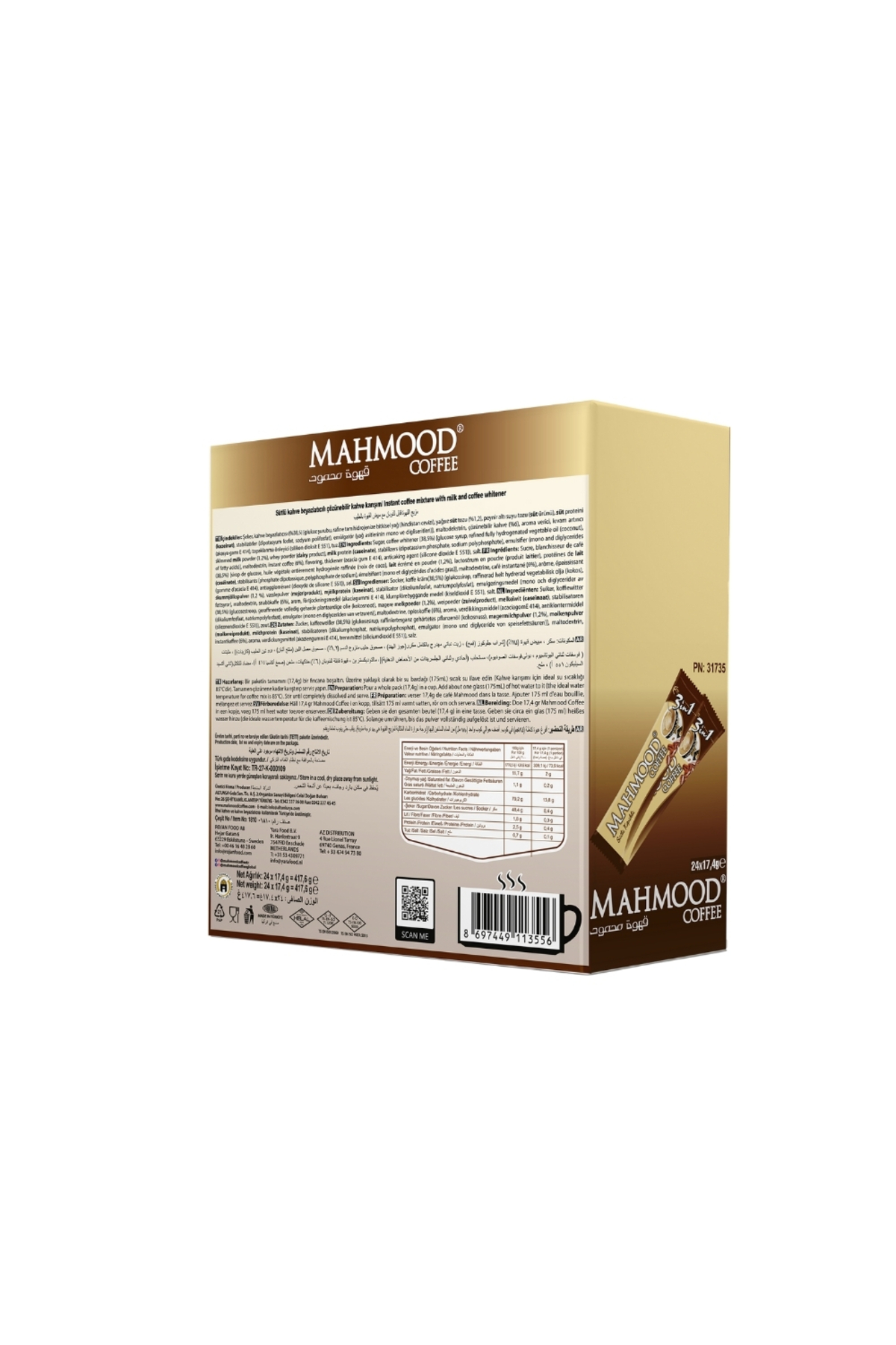 Mahmood Coffee 3ü1 Arada Sütlü Köpüklü Hazır Kahve 24 Adet X 17,4 gram - Görsel 3