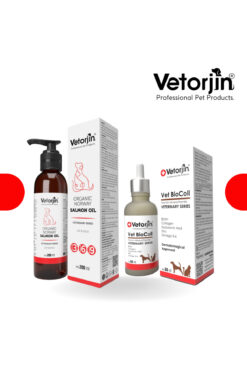 Vetorjin Kedi Köpek Deri Tüy Sağlığı Destekleyici Set Somon Balık Yağı 200 ml + BioCollagen 50 ml