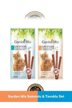 Garden Mix Somonlu - Tavuklu Ödül Çubuk - Kedi Stick Ödül Maması Seti 3x5 gr 2 adet