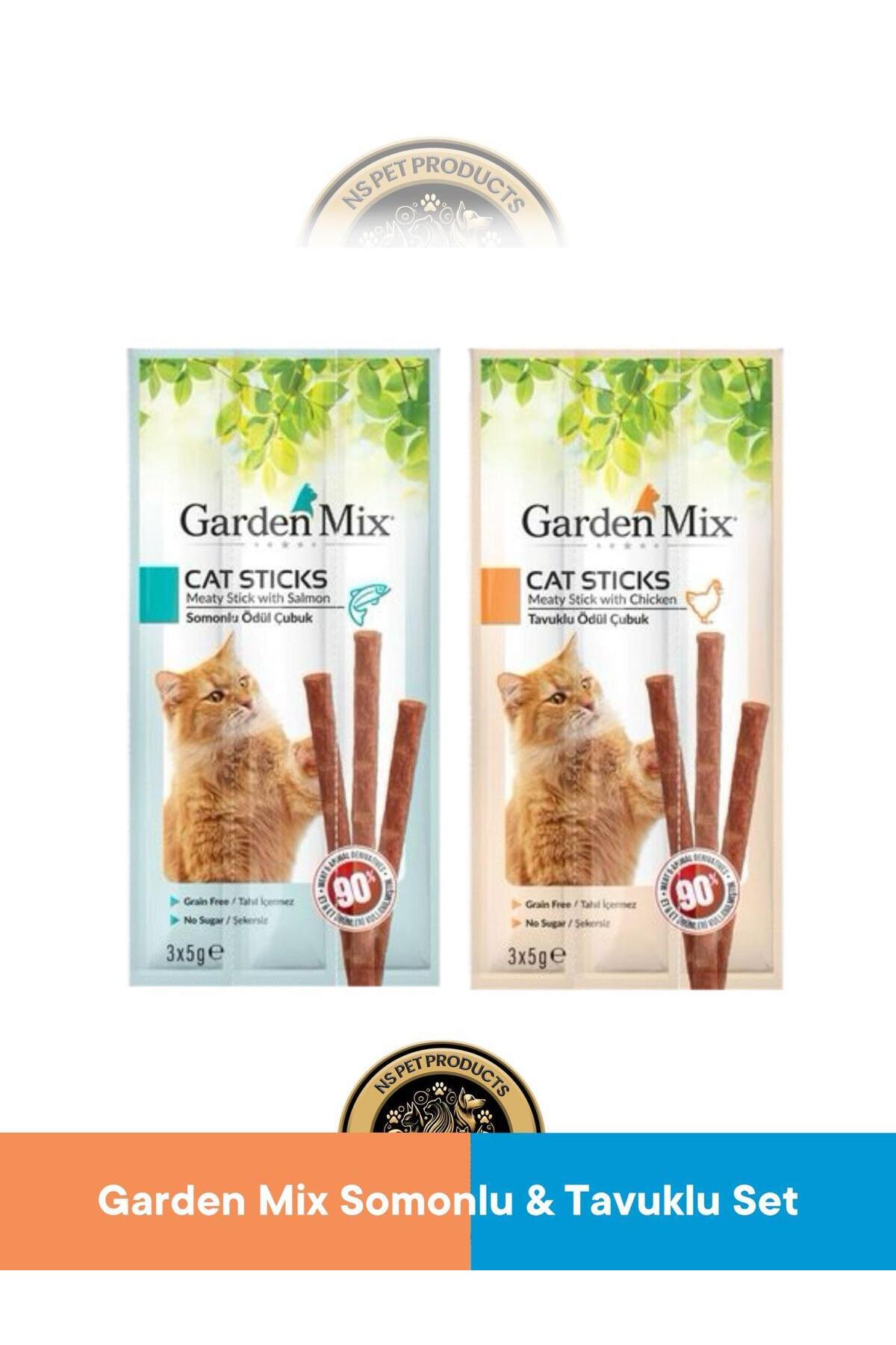 Garden Mix Somonlu - Tavuklu Ödül Çubuk - Kedi Stick Ödül Maması Seti 3x5 gr 2 adet