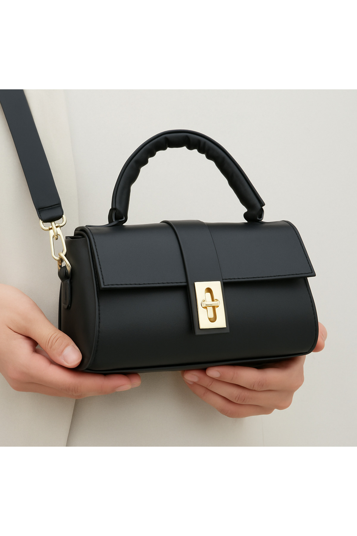 bag&more KADIN SİYAH OMUZ ÇANTASI EL ÇANTASI YAVRULU ÇANTA - Görsel 2