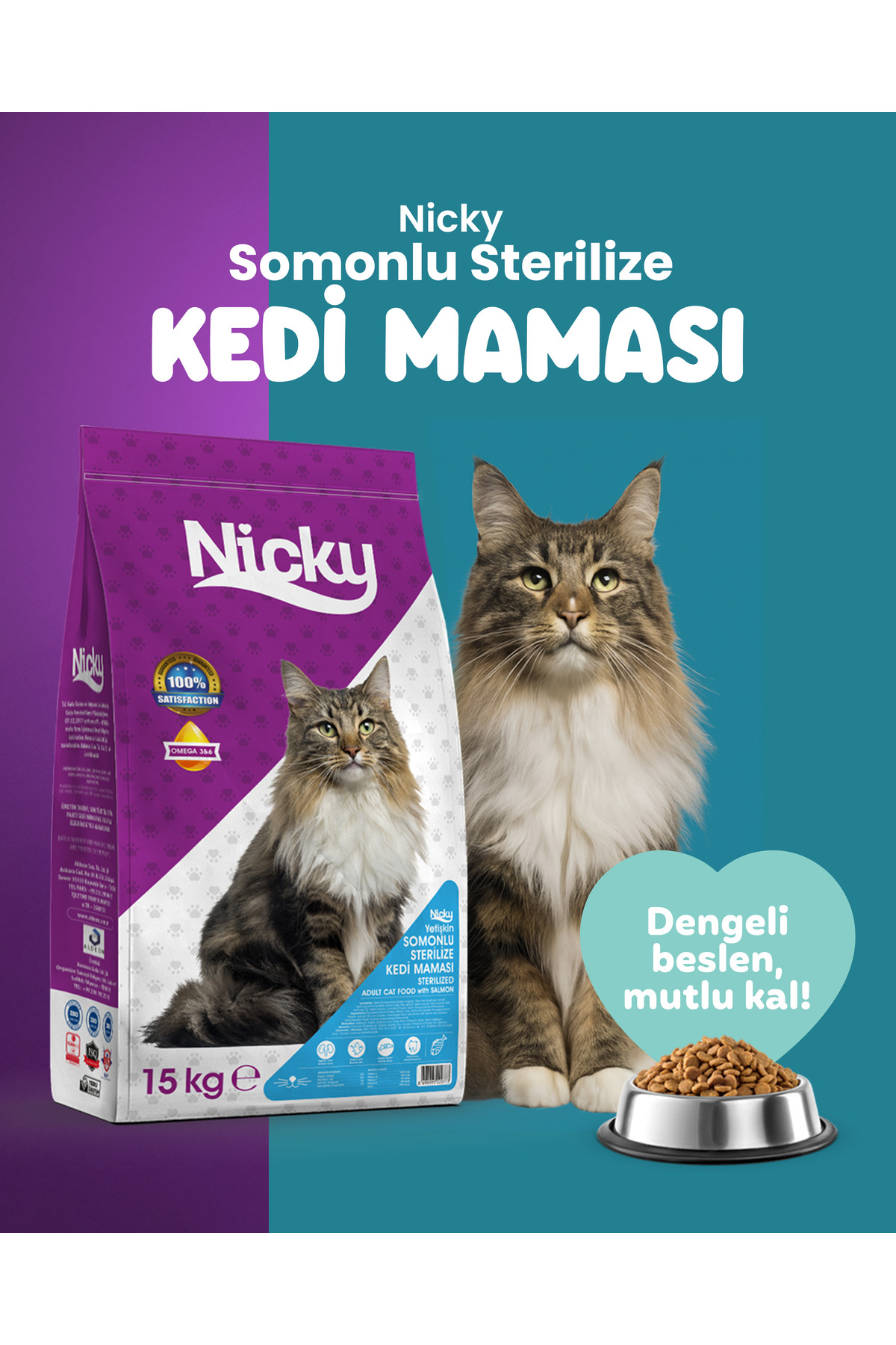 Nicky YETİŞKİN SOMONLU STERİLİZE KEDİ MAMASI 15 KG - 1 Adet - Görsel 3