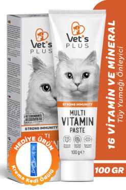 Vet's Plus Multivitamin Malt Macun 100gr (Tüy Yumağı Önleyici ve Multivitamin Desteği, Kediler için)