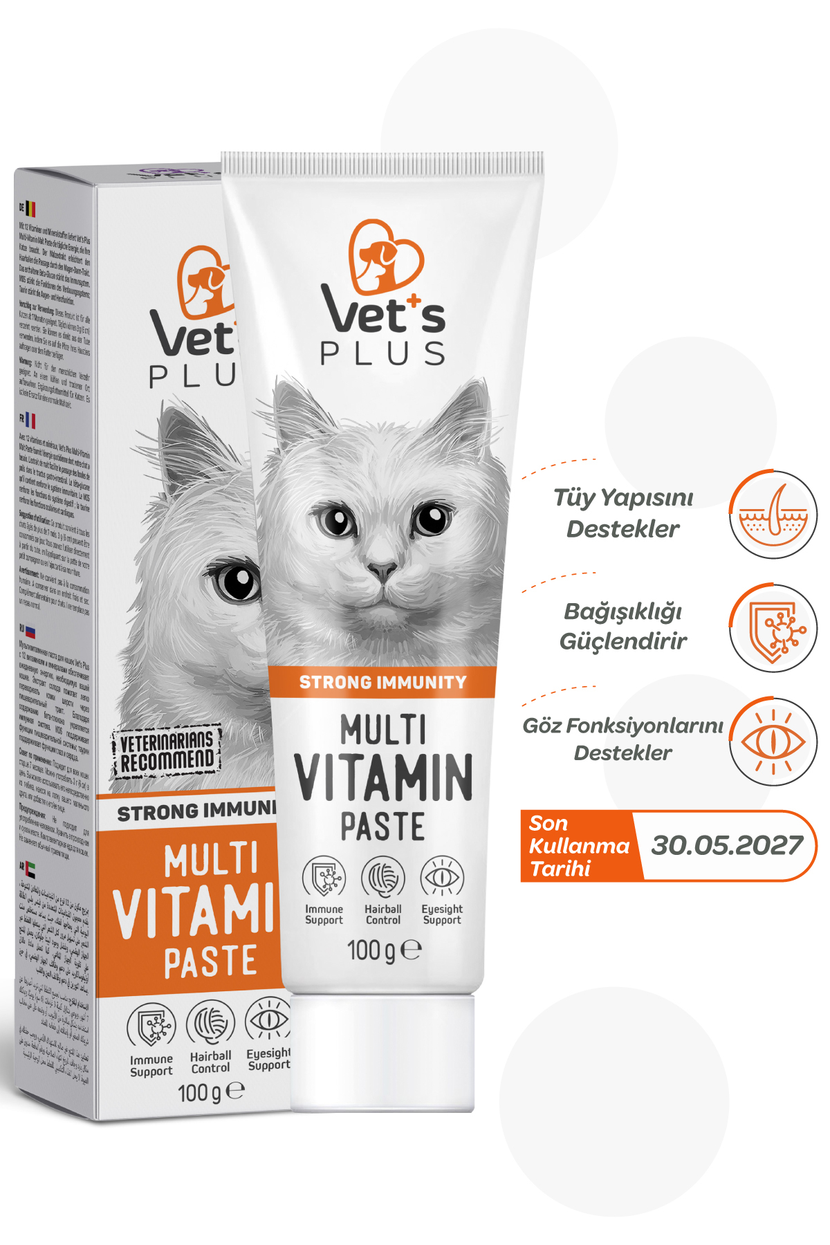 Vet's Plus Multivitamin Malt Macun 100gr (Tüy Yumağı Önleyici ve Multivitamin Desteği, Kediler için) - Görsel 2