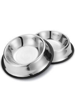 minossa 2 Adet Paslanmaz Çelik Mama Ve Su Kabı, Alt Taban 16 Cm (250 ML-8 OZ)