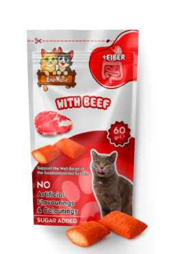 Eva & Wall-e Biftek & Malt Özlü Kedi Ödül Maması 60 g | Sindirim ve Tüy Sağlığını Destekleyen Çıtır Atıştırmalık