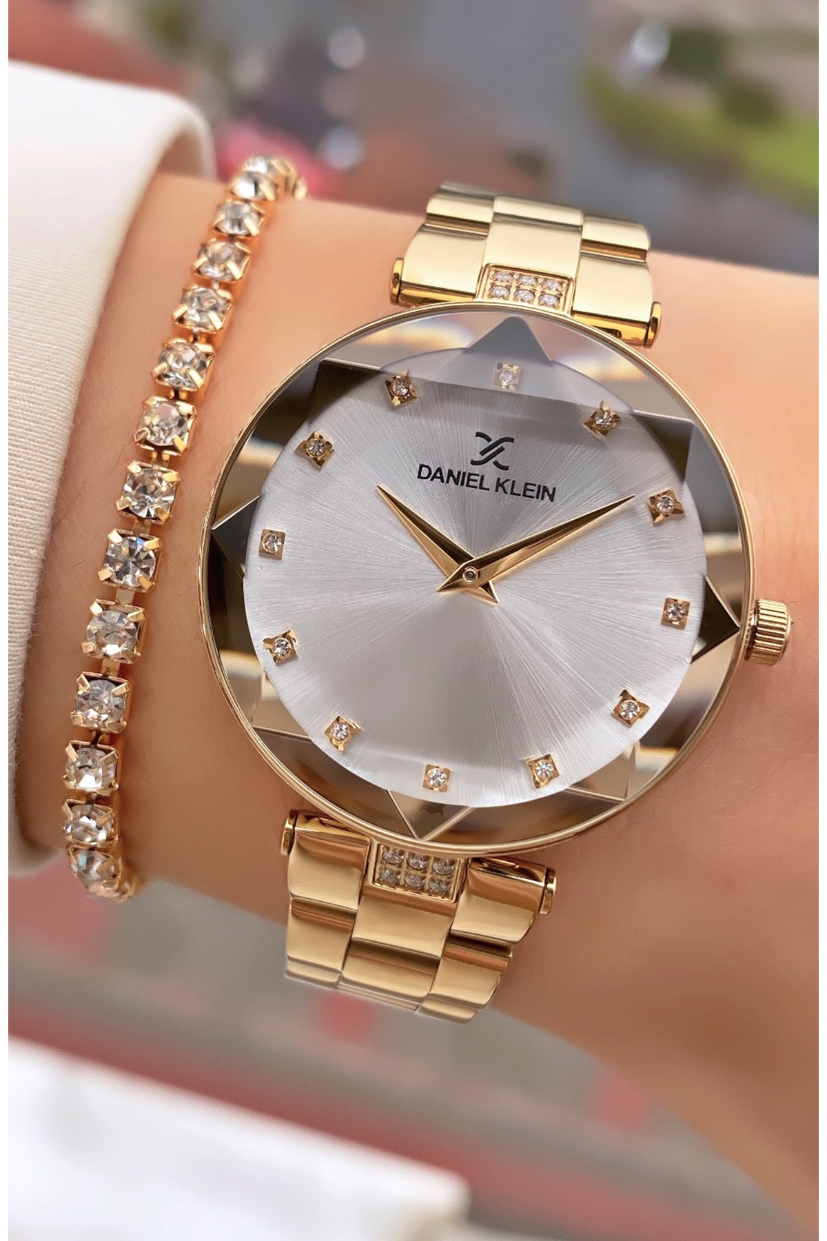 Daniel Klein Kadın Saat – Orijinal – Altın Renk – Kristal Cam – Garantili – Hediye Bilekli - Görsel 2