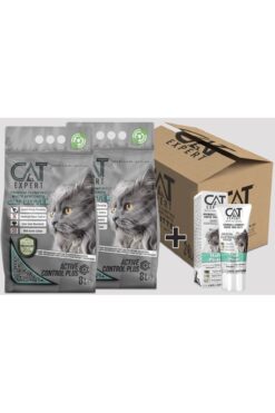 CAT EXPERT Active Control Plus Aktif Karbonlu Topaklanan Koku Hapseden Tozsuz 2x8=16 Lt Kedi Kumu + Malt Paste