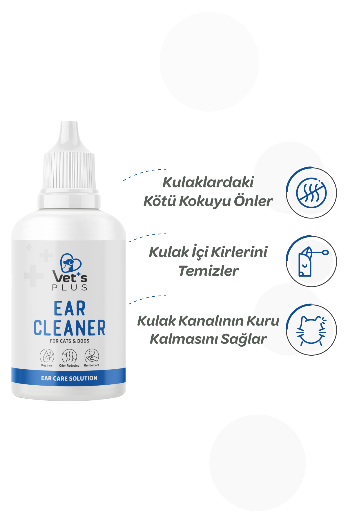 Vet's Plus Kulak Temizleme Solüsyonu 100ml (Kedi ve Köpekler için) - Görsel 2