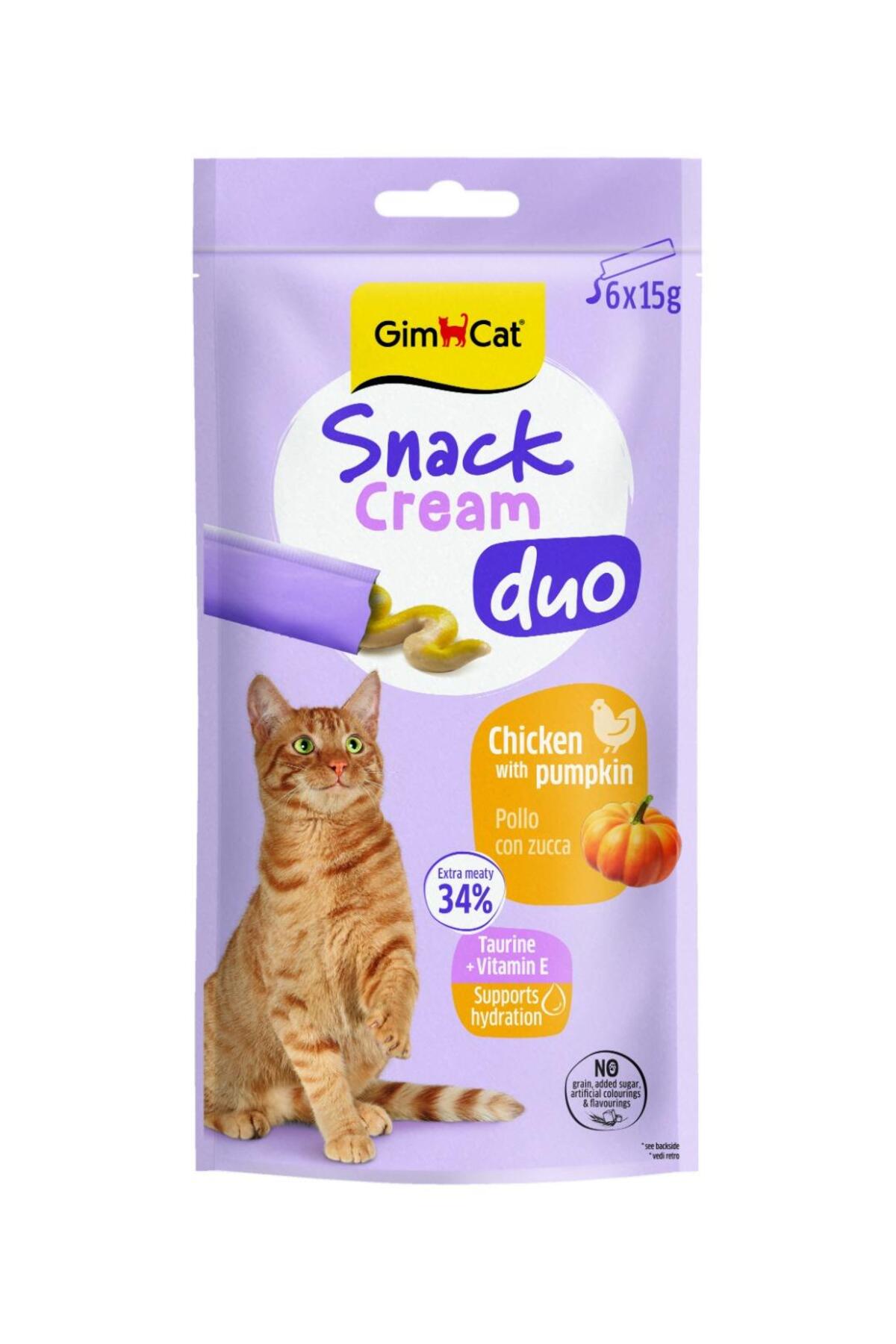 Gimcat Snack Cream Duo Tavuklu & Balkabaklı Kedi Ödülü 6x15gr