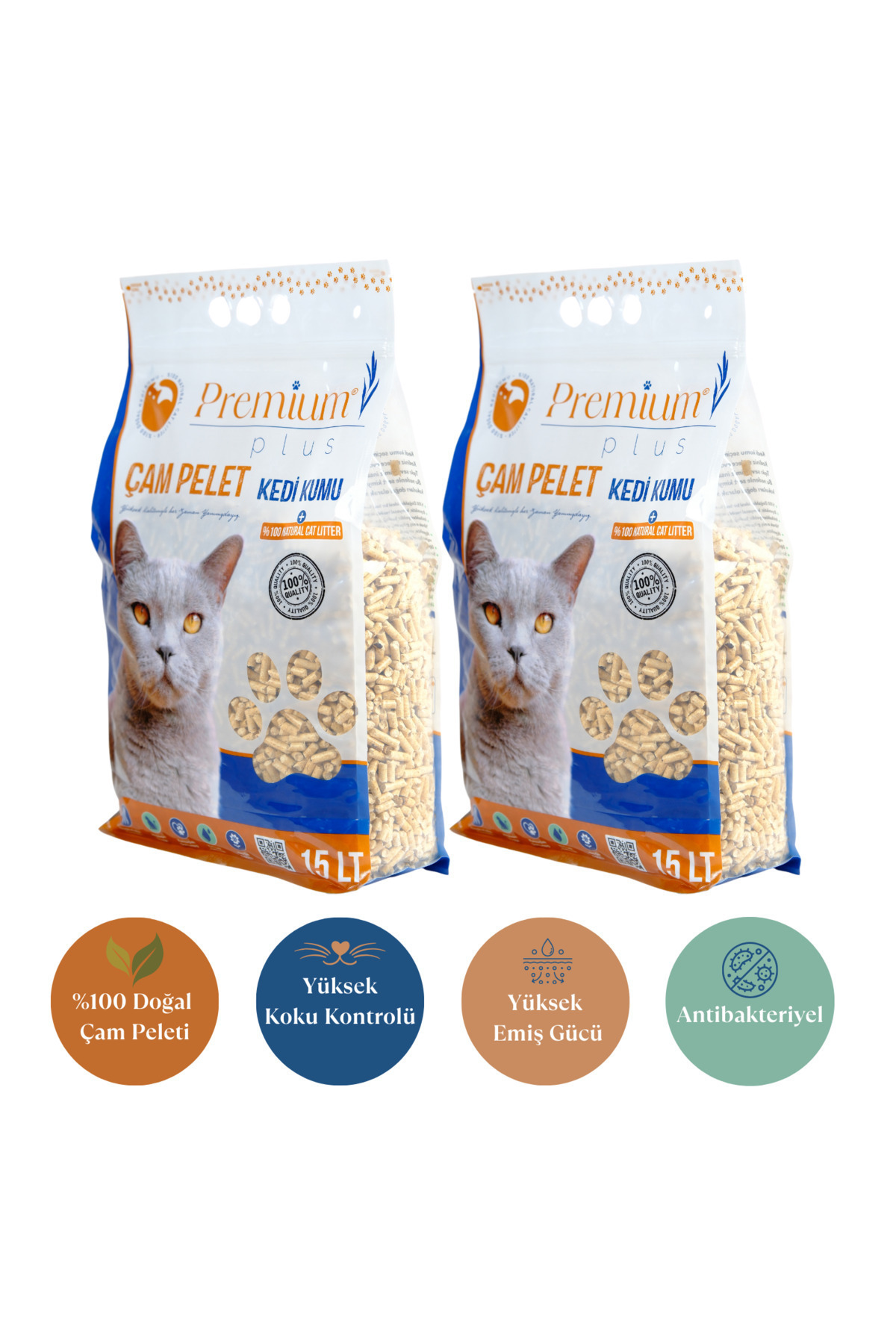 Premium Plus Çam Peleti Kedi Kumu 30 Lt Yavru/yetişkin Kediler Için%100 Organik Kedi Kumu