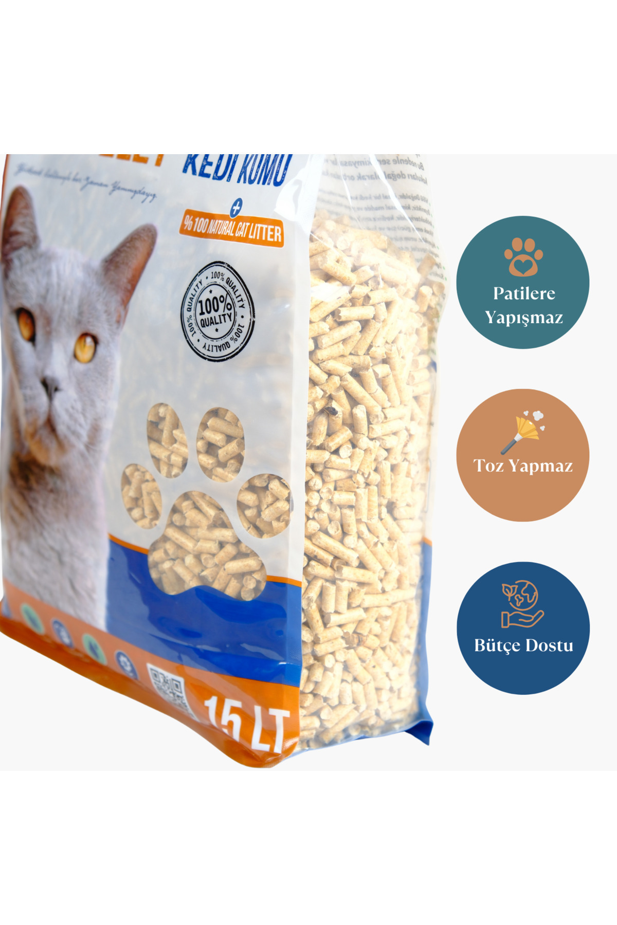 Premium Plus Çam Peleti Kedi Kumu 30 Lt Yavru/yetişkin Kediler Için%100 Organik Kedi Kumu - Görsel 3