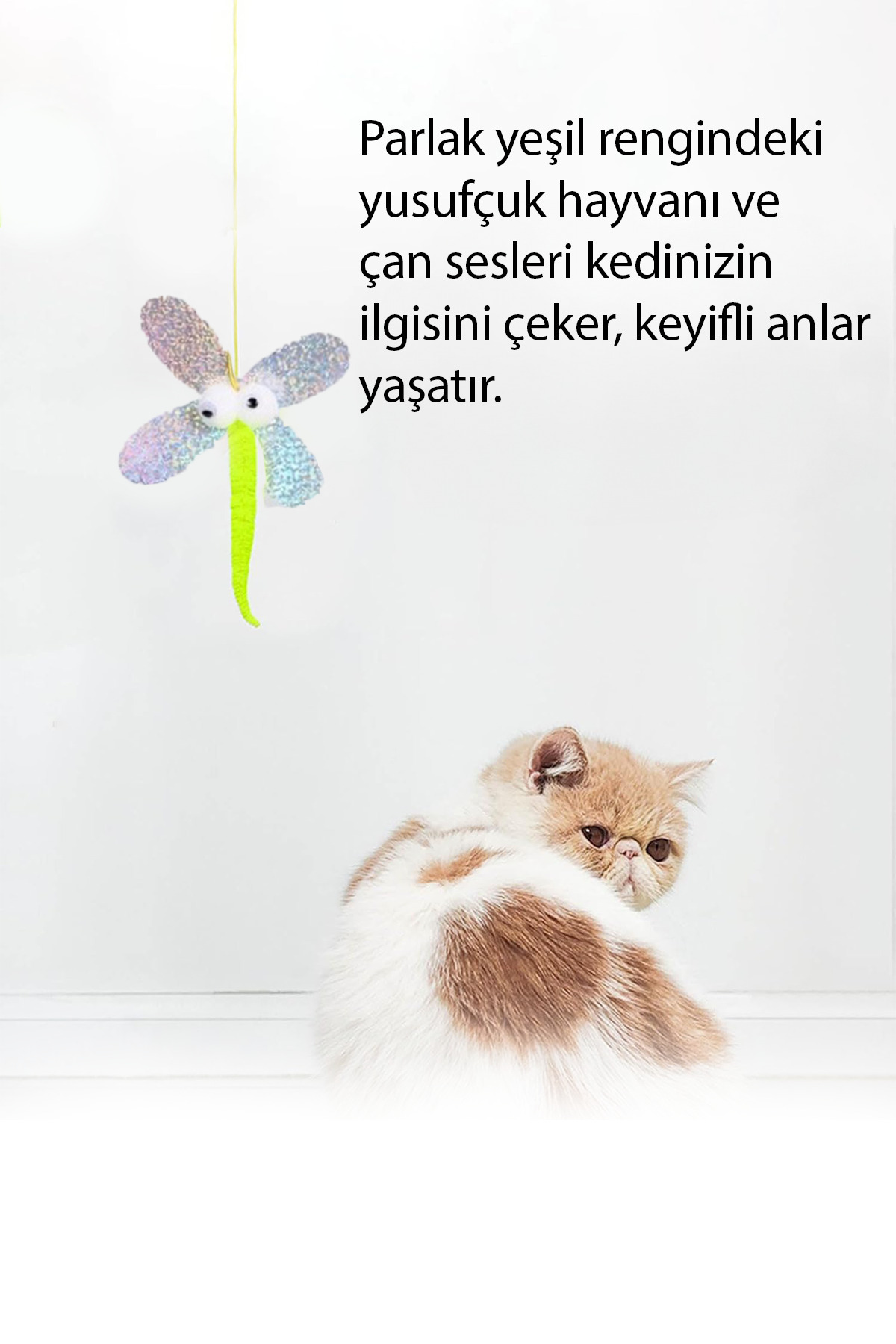 Beatitude Çıngıraklı Kedi Oyuncağı Yapışkanlı İpli Tüylü Olta Kediler İçin Oyuncak Evcil Hayvan Renkli Olta - Görsel 3