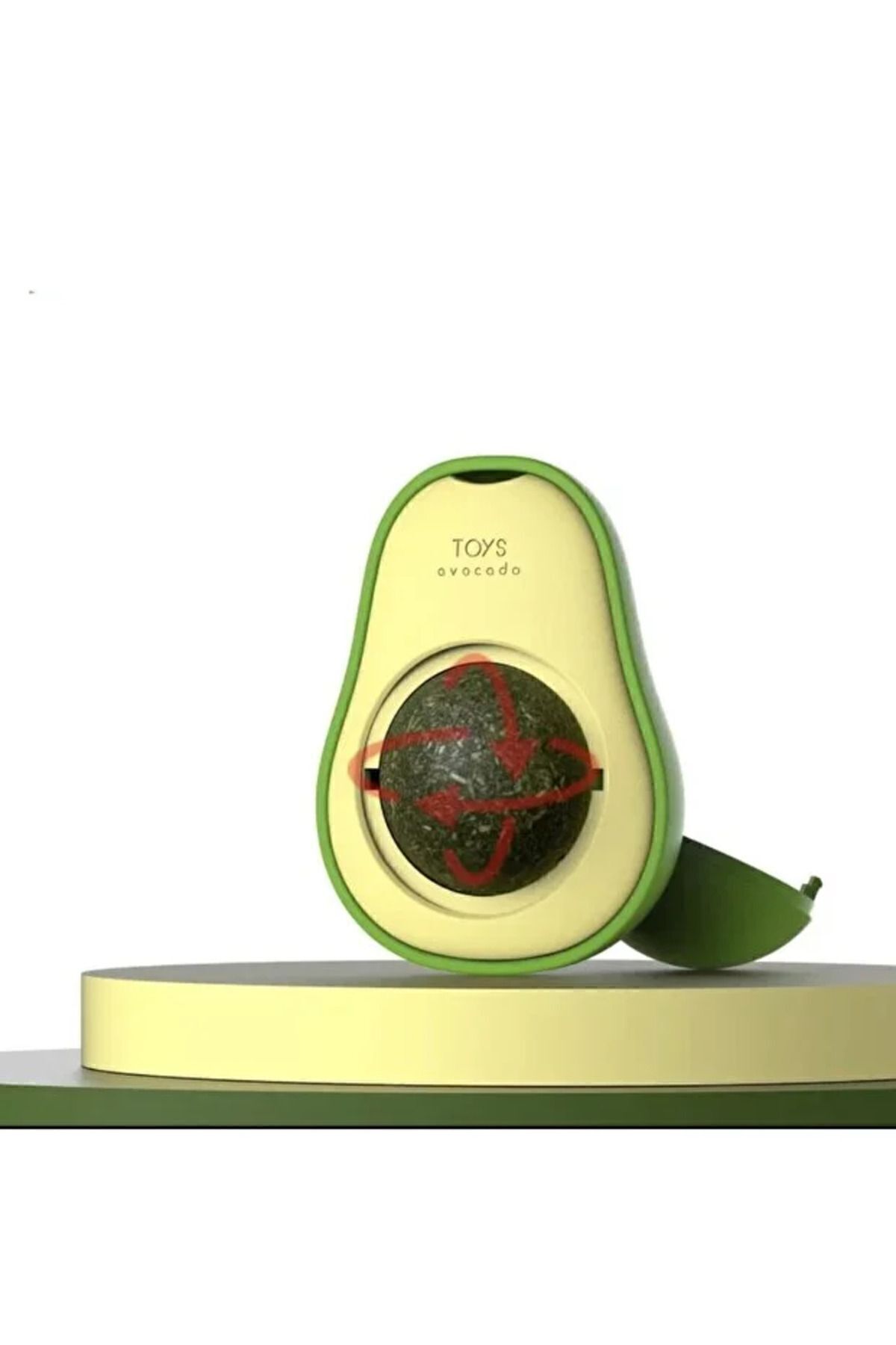 mywarehouse Doğal Catnipli Yenilebilir Dönen Kedi Nanesi Otu Oyun Topu Top Oyuncak Kedi Yalama Topu Avokado - Görsel 2