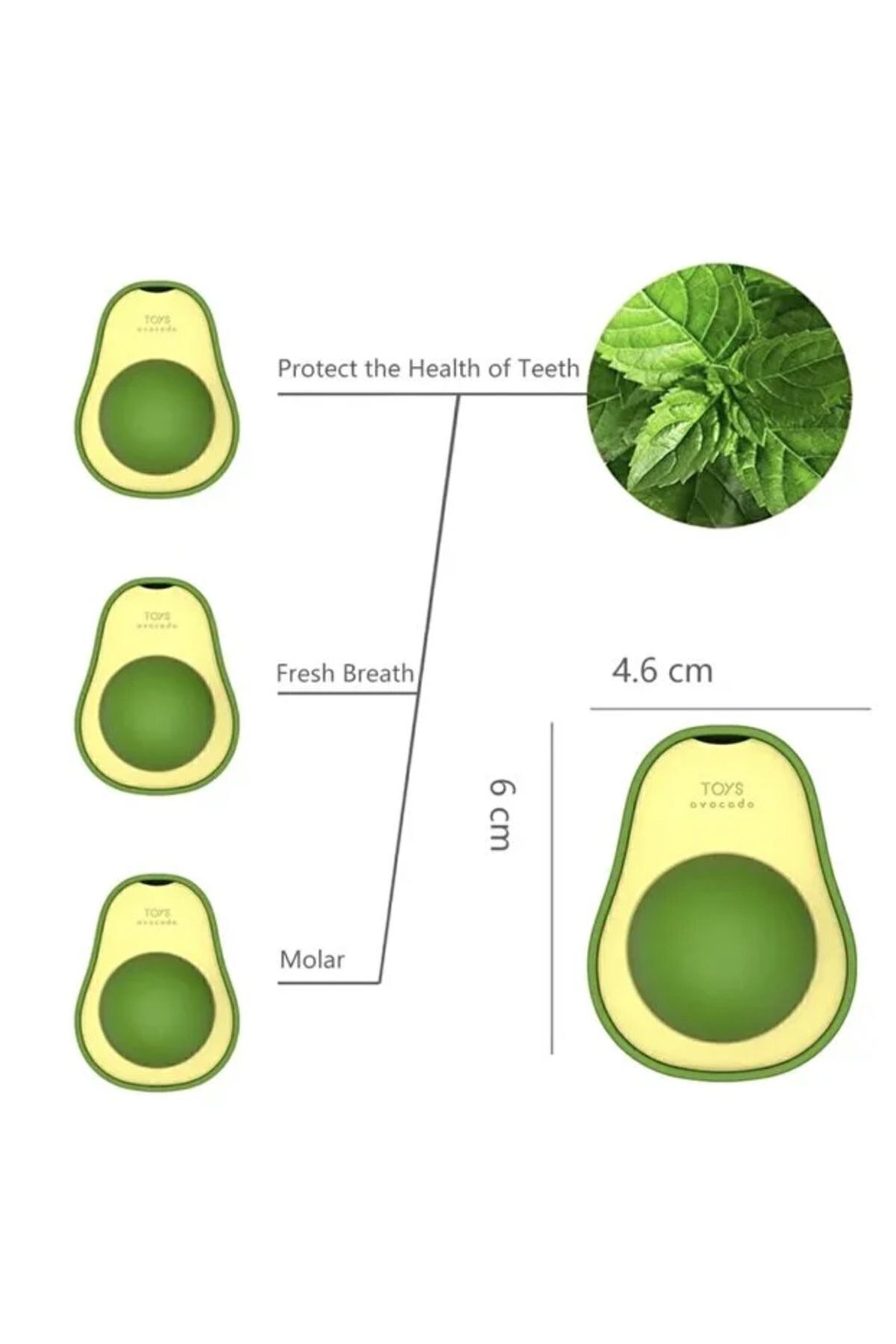 mywarehouse Doğal Catnipli Yenilebilir Dönen Kedi Nanesi Otu Oyun Topu Top Oyuncak Kedi Yalama Topu Avokado - Görsel 3