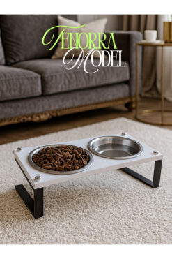 Okay Kedi ve Köpekler İçin Mama ve Su Standı - Yüzde 10 Eğimli, Yüksek Kalite ve Sağlıklı Tasarım