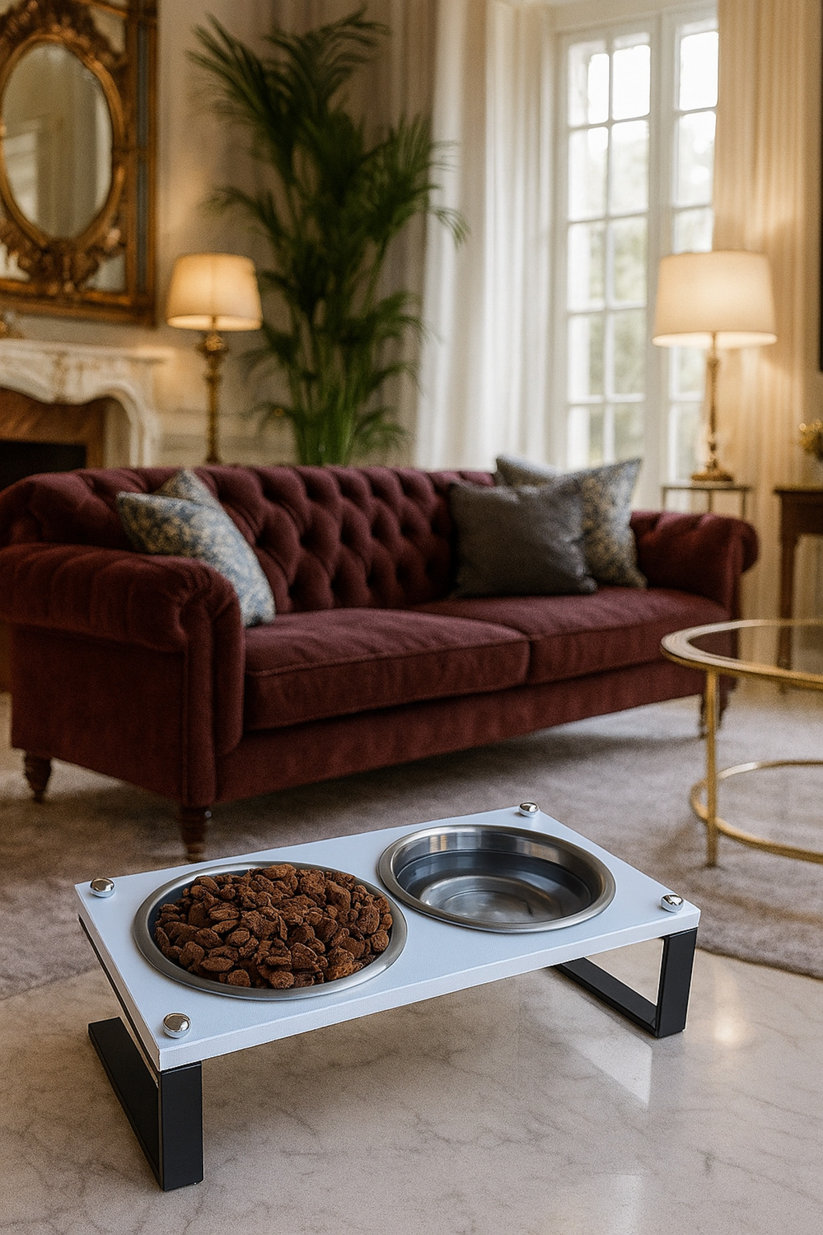 Okay Kedi ve Köpekler İçin Mama ve Su Standı - Yüzde 10 Eğimli, Yüksek Kalite ve Sağlıklı Tasarım - Görsel 2