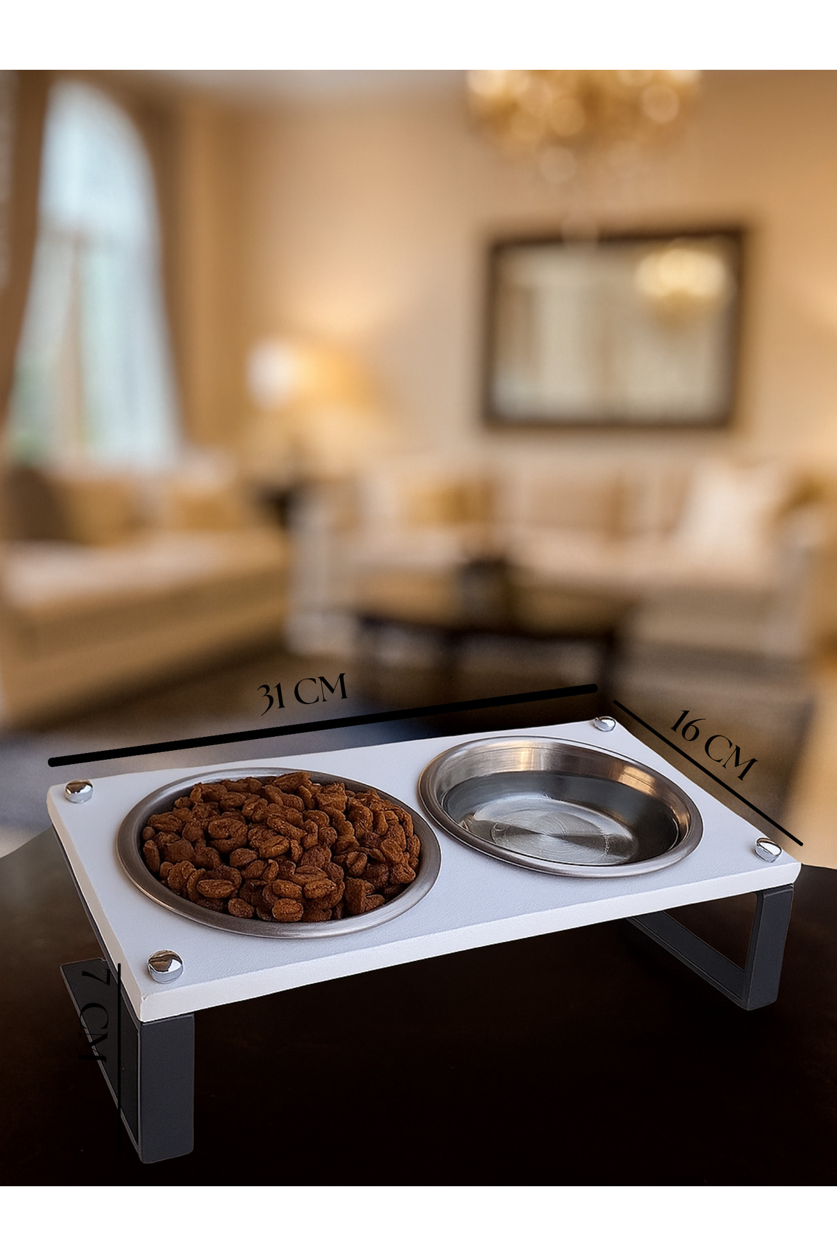 Okay Kedi ve Köpekler İçin Mama ve Su Standı - Yüzde 10 Eğimli, Yüksek Kalite ve Sağlıklı Tasarım - Görsel 3