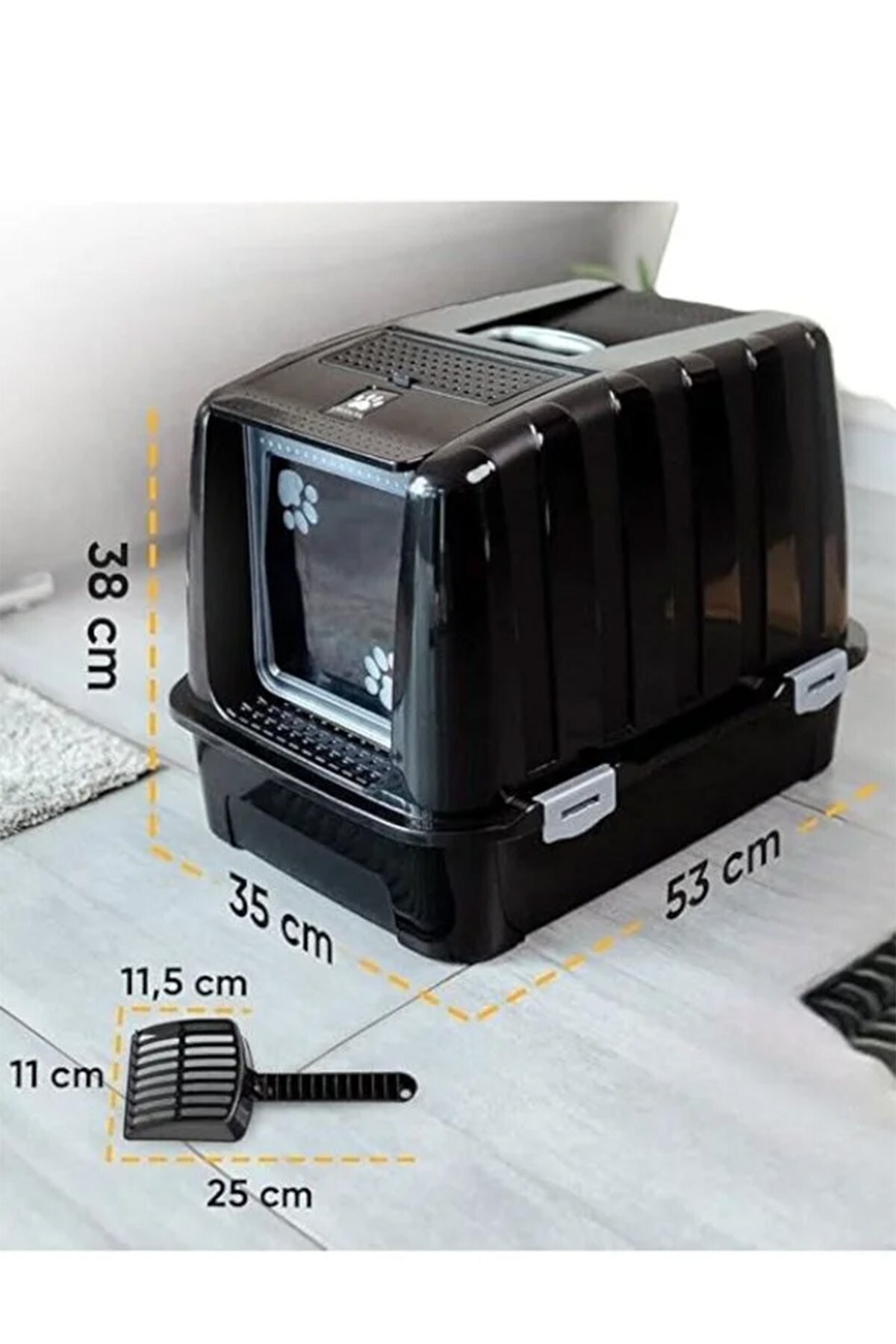 Kurtbay Şekil Lüks Kapalı Kedi Tuvaleti, Filtreli ve Kürek Hediyeli, 52x37,5x39 cm - VN11003 - Görsel 2