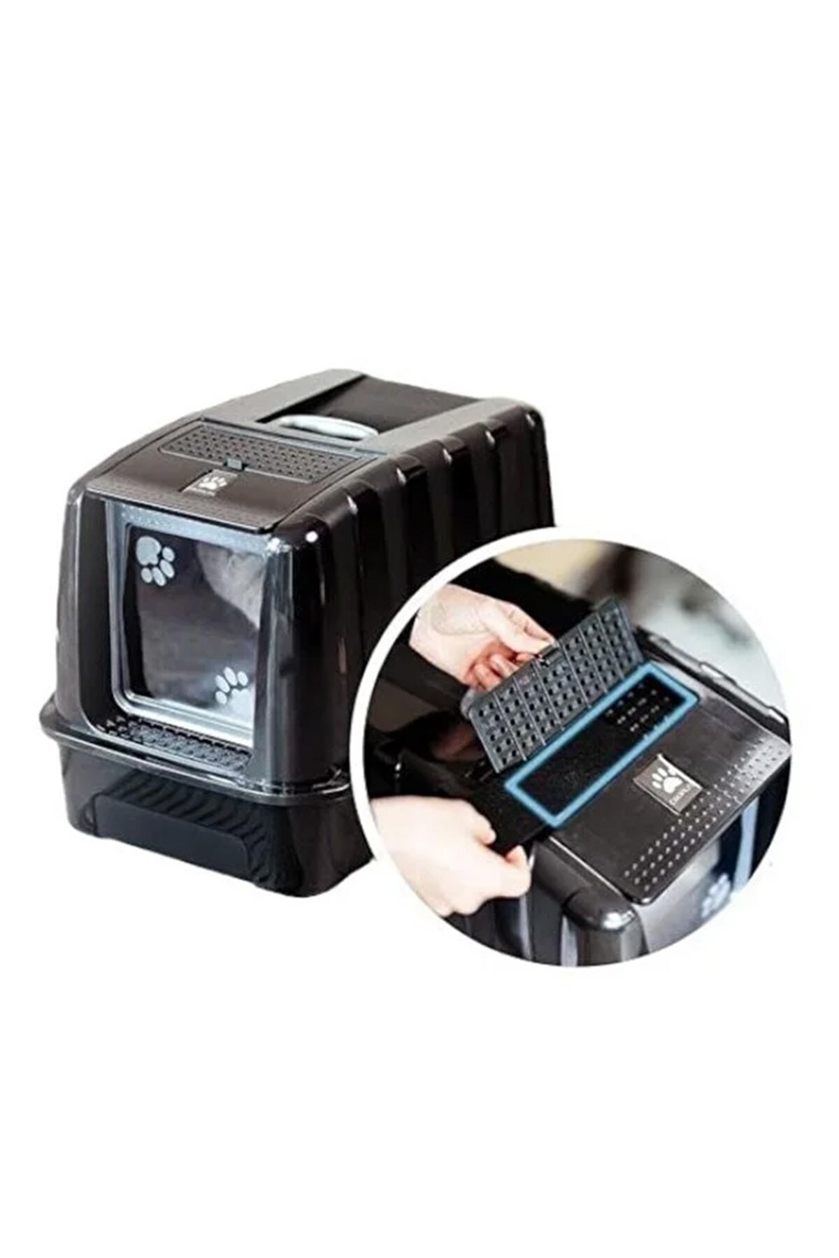 Kurtbay Şekil Lüks Kapalı Kedi Tuvaleti, Filtreli ve Kürek Hediyeli, 52x37,5x39 cm - VN11003 - Görsel 3