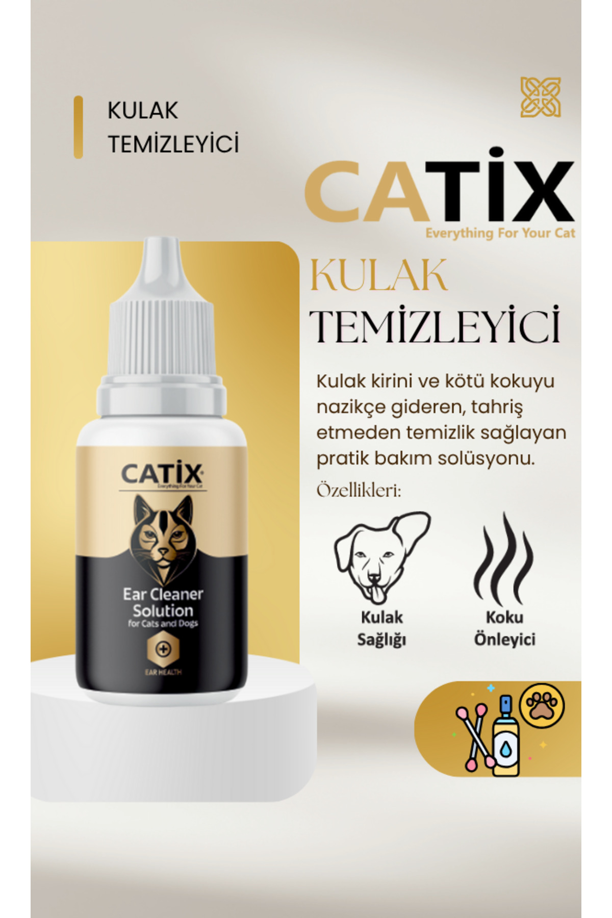 CATİX Kedi Ve Köpekler Için Kulak Temizleyici 50ml