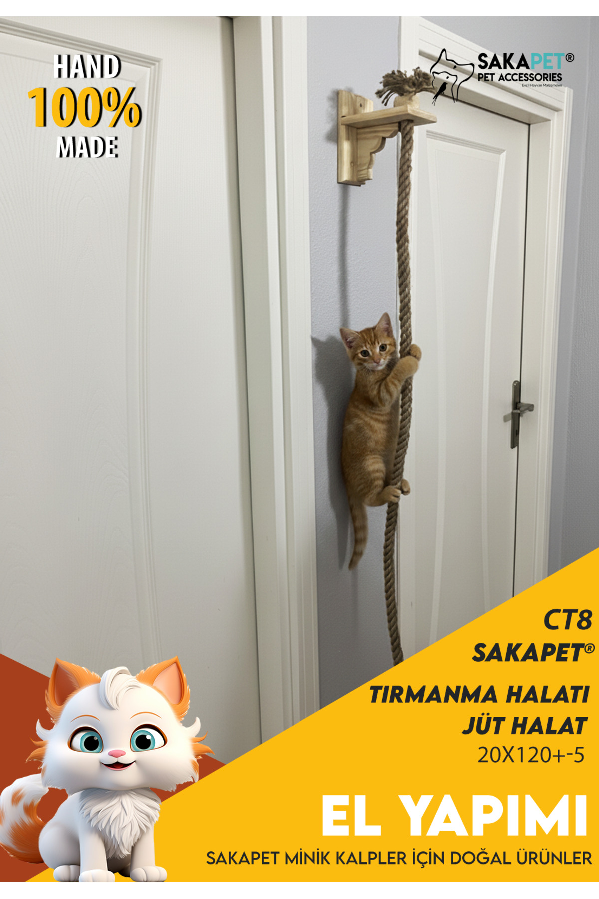 SAKAPET CT8 KEDİ TIRMANMA HALATI - Görsel 3