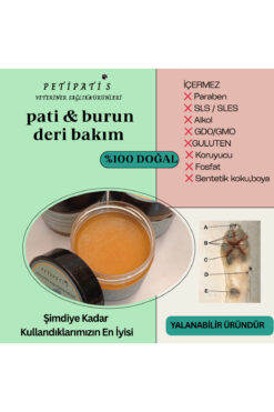 petipatis Doğal Yalanabilir Pati & Burun Kremi – Kuruluk Karşıtı Ve Onarıcı Bakım – 50 gr