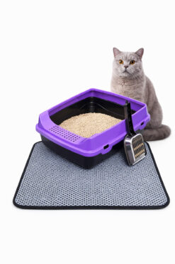 chittoshop Elekli Açık Kedi Tuvaleti + Kedi Kum Paspası + Hediye Kürek - Mor