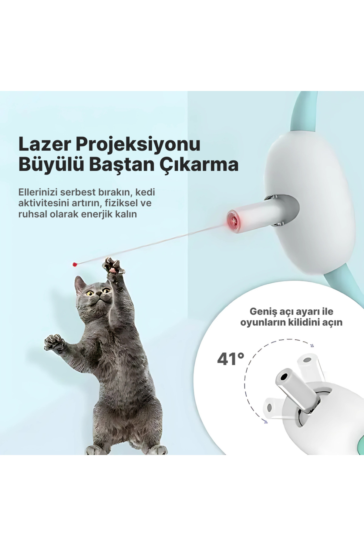 Kitchen Time Tease Cat Akıllı Lazer Tasma Kedi Oyuncağı eğitici kedi egzersiz oyuncağı Kedi Tasması Lazer - Görsel 2