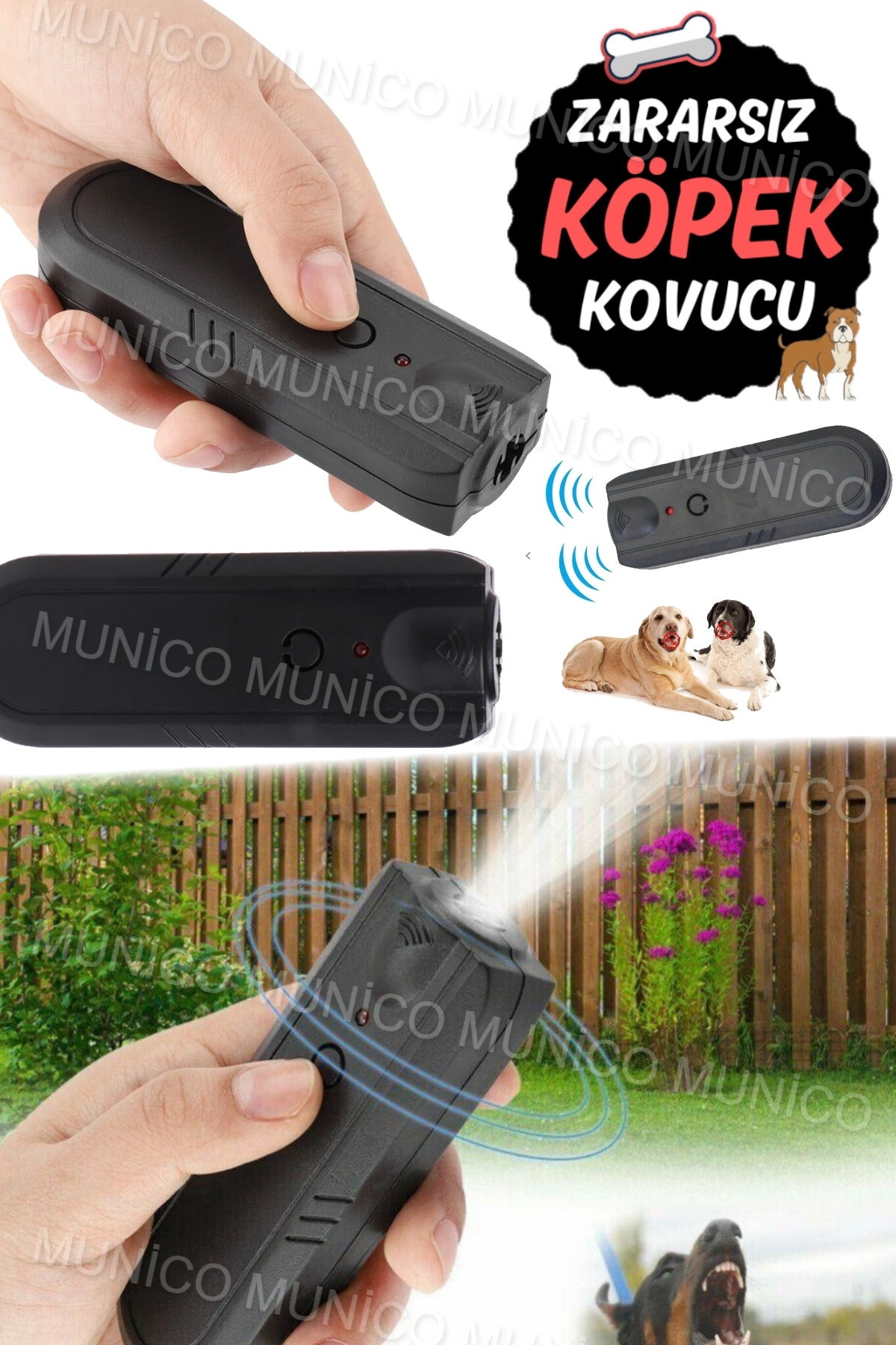Munico Ultrasonic Ses Dalgaları İle Köpek Kovucu %100 Sonuç Köpek Savar Çocuklar Ve Anneler İçin Uzaklaştır - Görsel 3