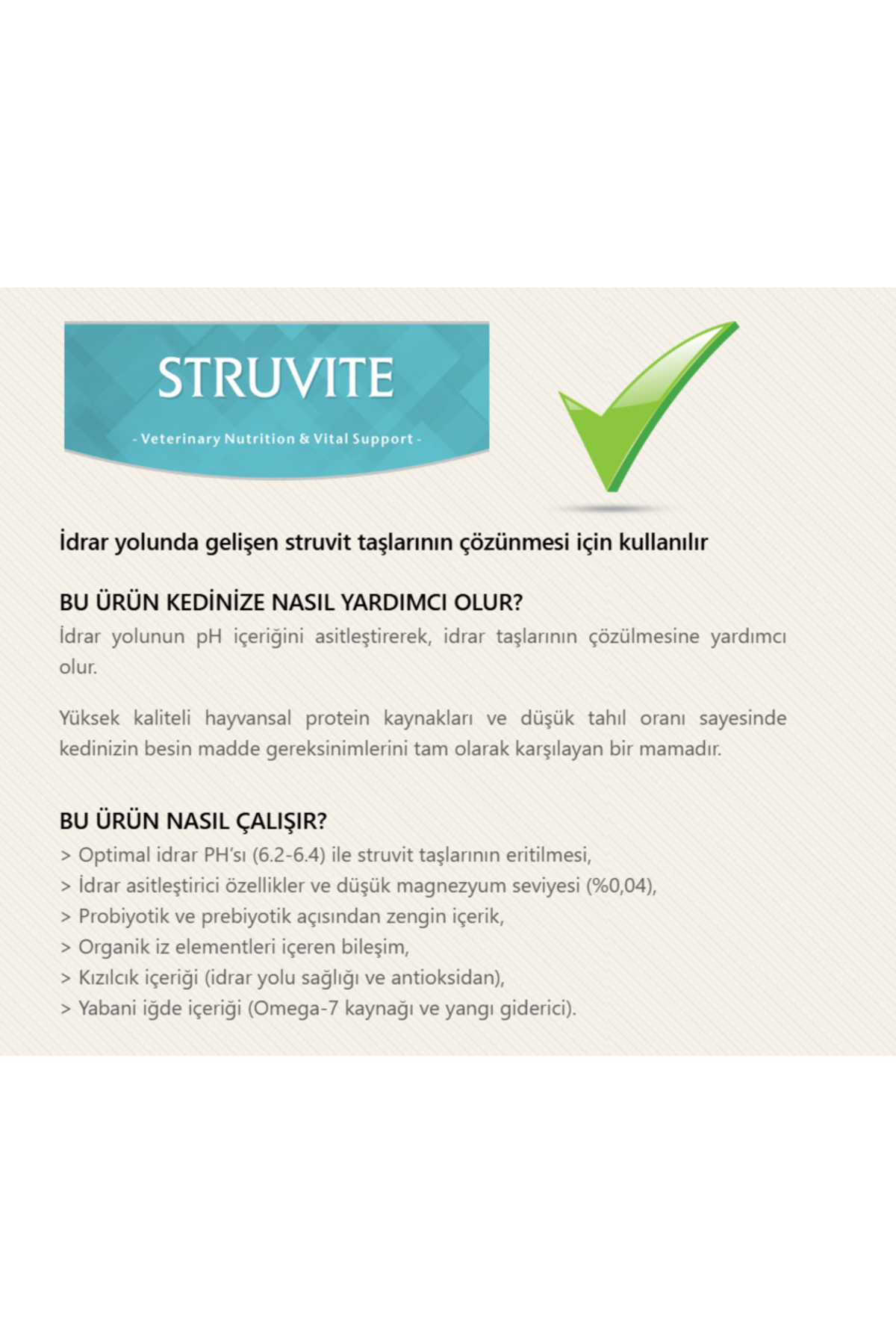Unique Vet Diet Struvite Kedi Maması 1,5 Kg - Görsel 2