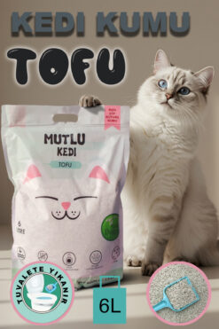 KEDİ VE ARKADAŞ Tofu Organic Litter Topaklanan Organik Kedi Kumu,tozsuz, Kokusuz, Tuvalete Atılabilir 6 L Mutlu Kedi