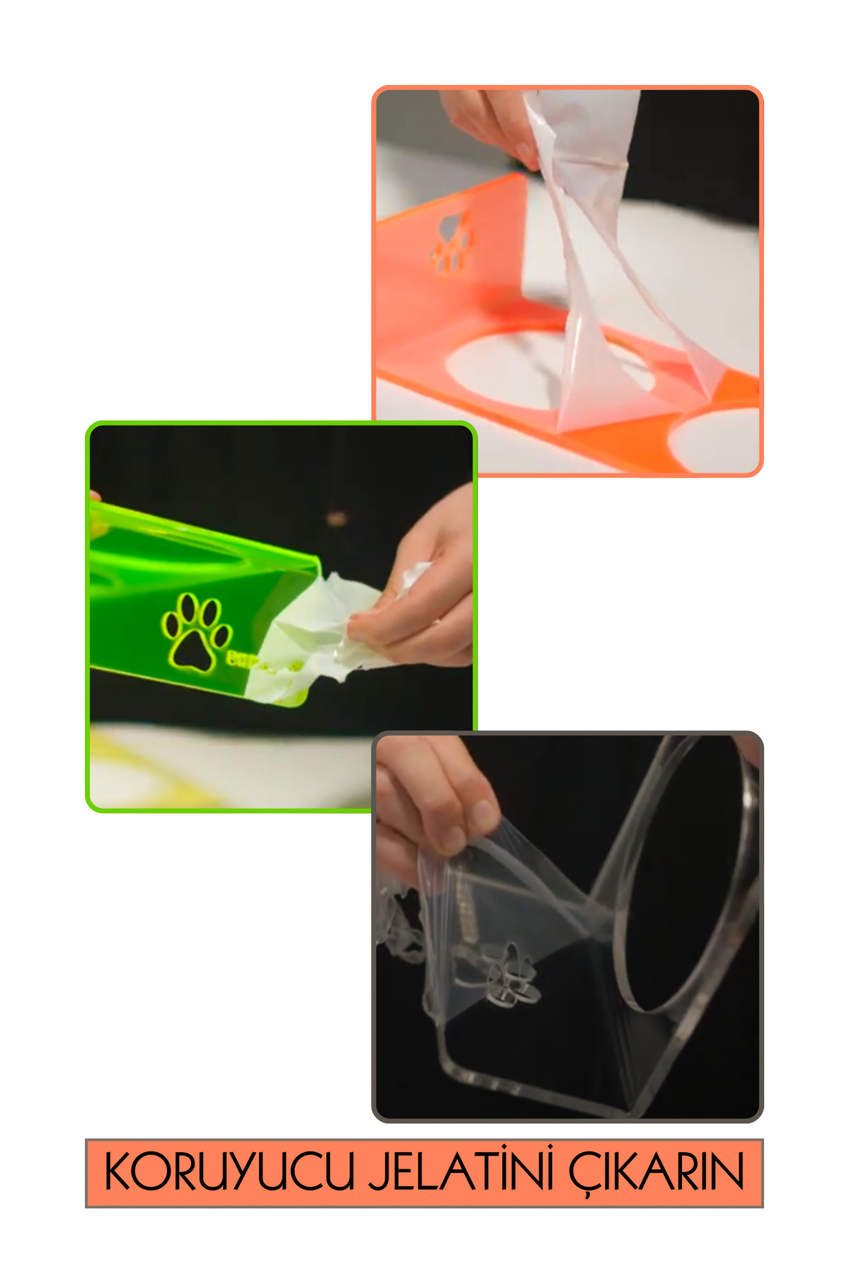 GOBYPET 2'li Seramik Dekoratif Kedi Ve Köpek Pleksi Mama & Su Kabı Paspas - Görsel 2