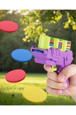 TRİPULAM İnteraktif 25’li Köpük Eva Disk Atan Oyuncak Tabanca – Kedi Köpek Çocuklar için Frizbi Tabanca